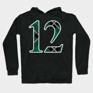 12 Sports Jersey Number Green Black Flannel Hoodie